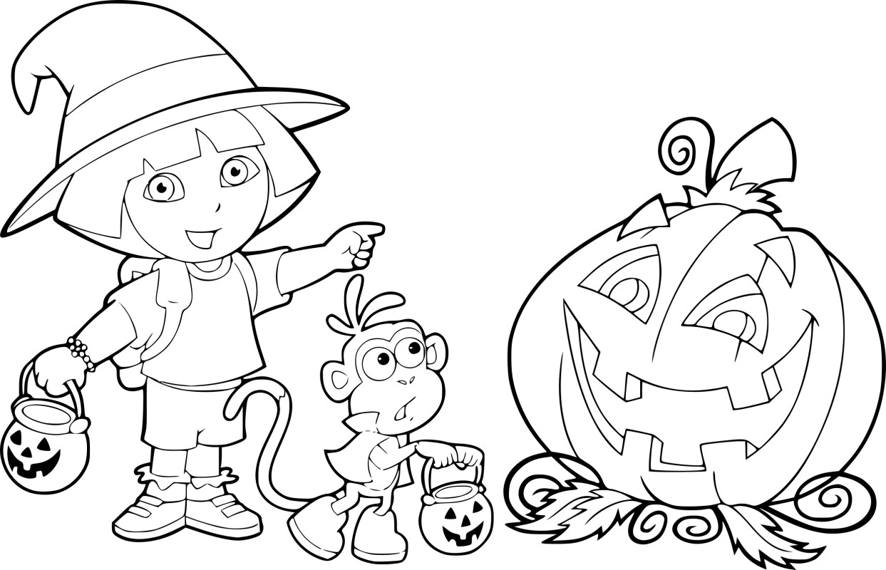 Coloriage Dora Halloween Dessin Gratuit à Imprimer